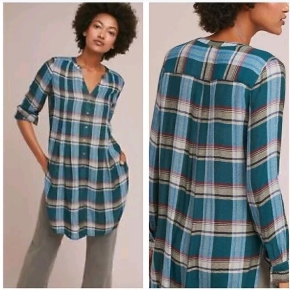 Akemi Kin Lucie Blue Plaid Tunic